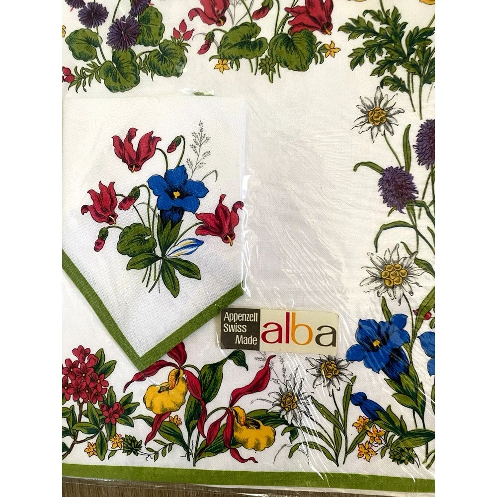 ALBA Set 4 Appenzell Swiss PLACEMATS Matching Napkins Vintage Flowers Alpine NOS